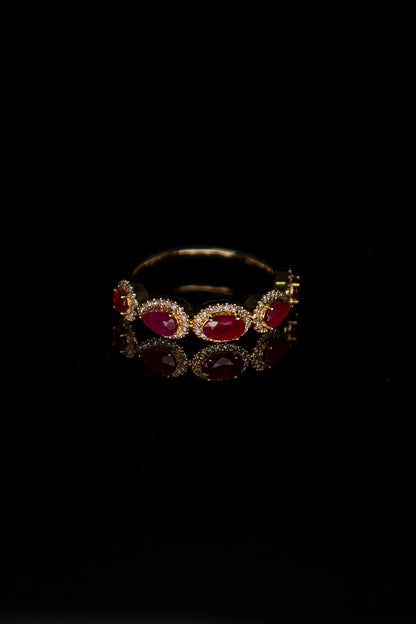 10K Yellow Gold Mixed Ruby & Diamond Ring