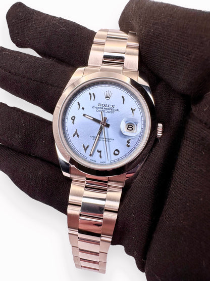 2022 Rolex Datejust 41 #126300 - Ice Blue Arabic Aftermarket Dial, Like New Mint image 3
