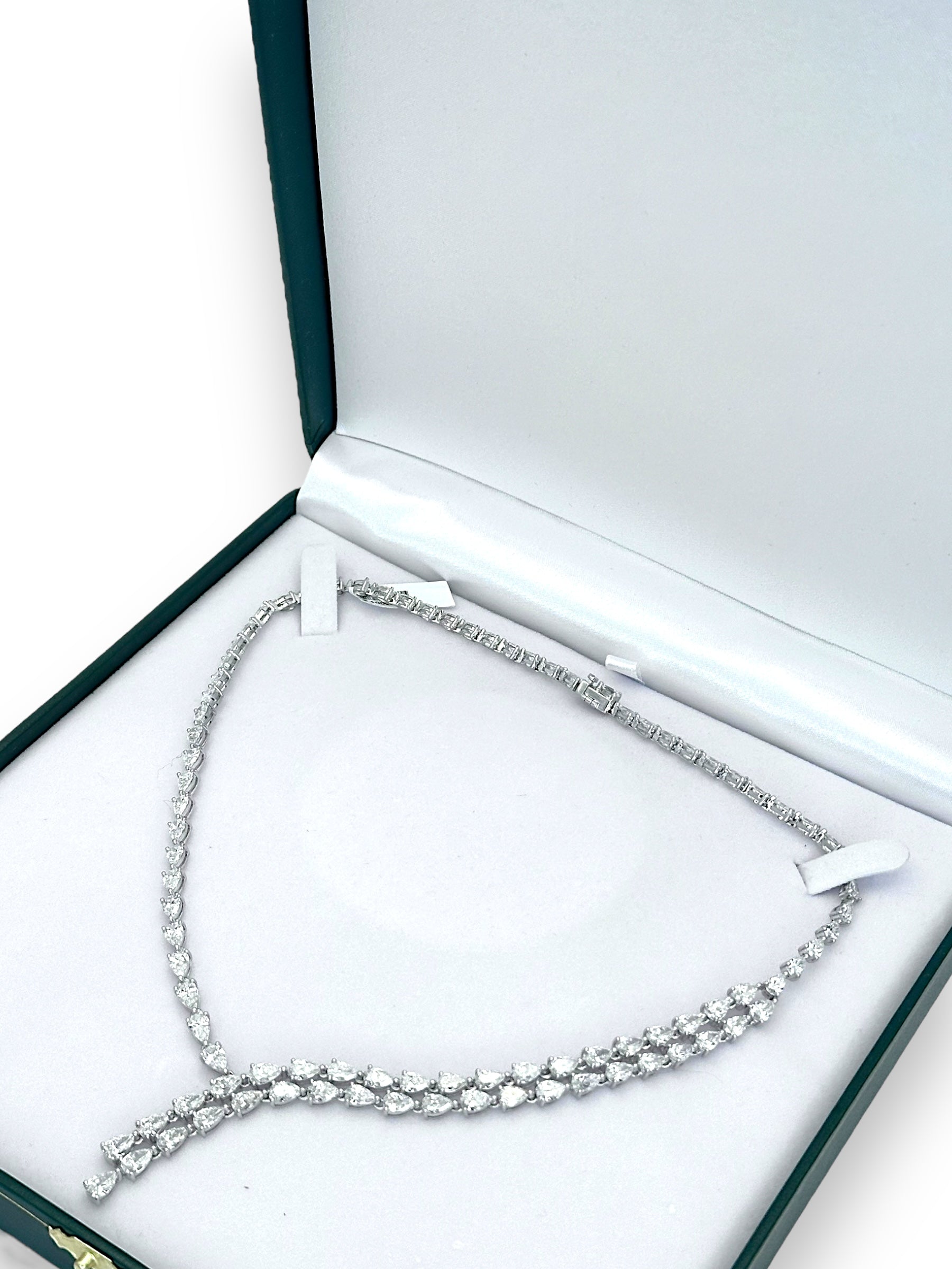 17 In White Gold Graduated Pear Lab Diamond Necklace 24.97CT image 4