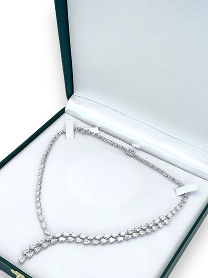 17 In White Gold Graduated Pear Lab Diamond Necklace 24.97CT image 4