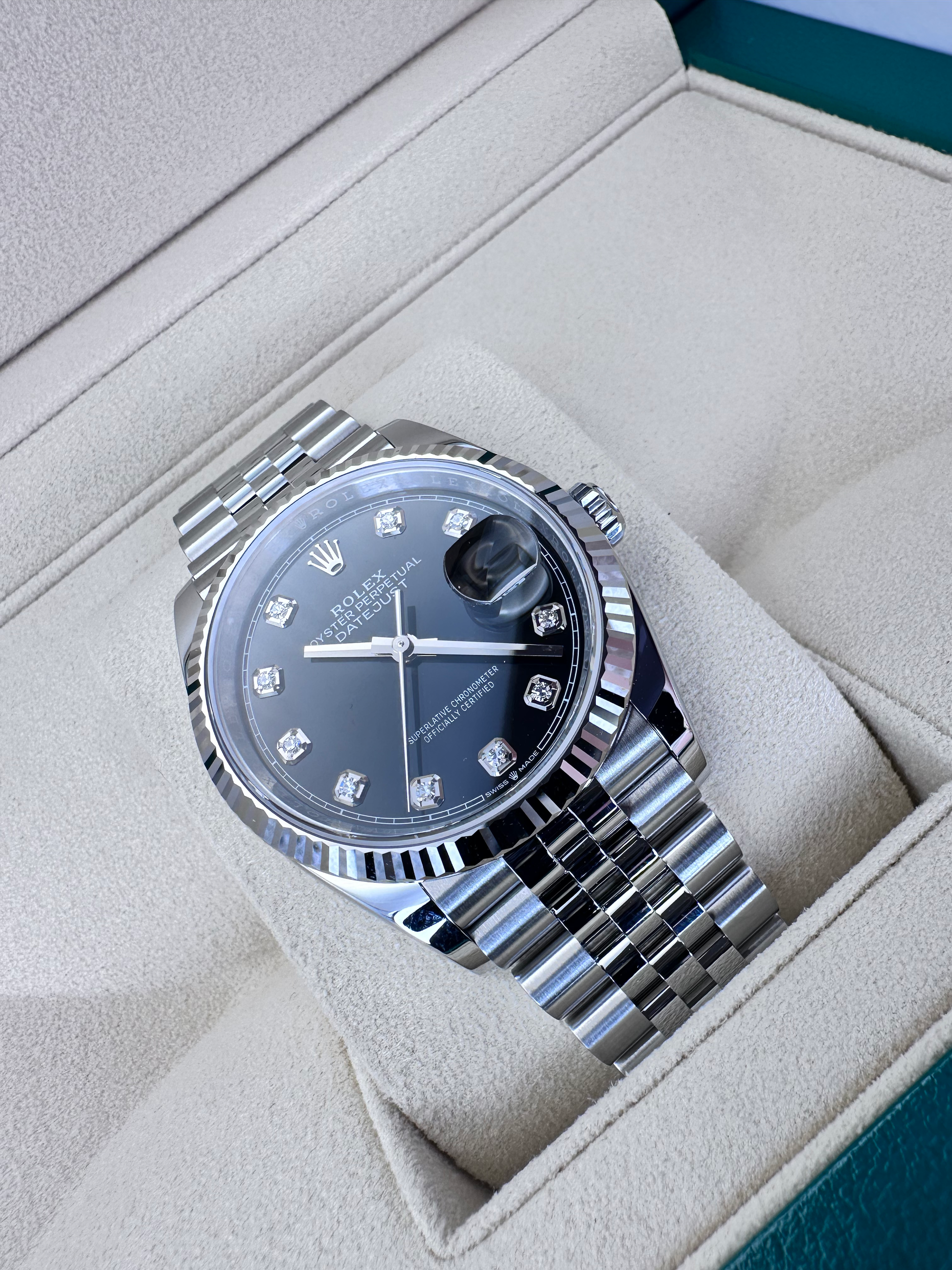 Rolex Datejust 36 Ref. 126234 - Bright Black Diamond Dial with Jubilee Bracel image 3