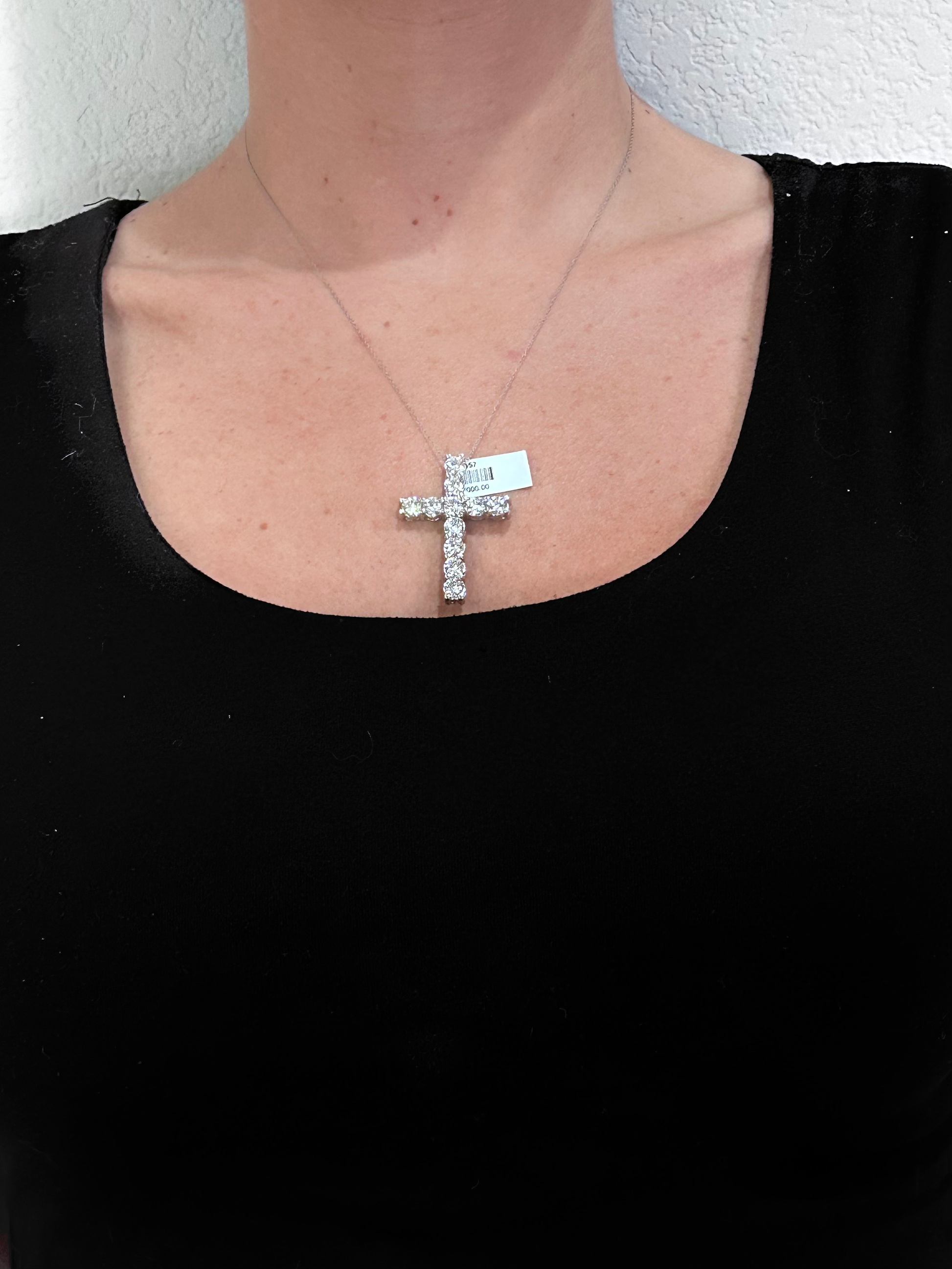 White Gold CVD Lab 2A Diamond Cross Pendant 7.42CT 22.91GR image 4
