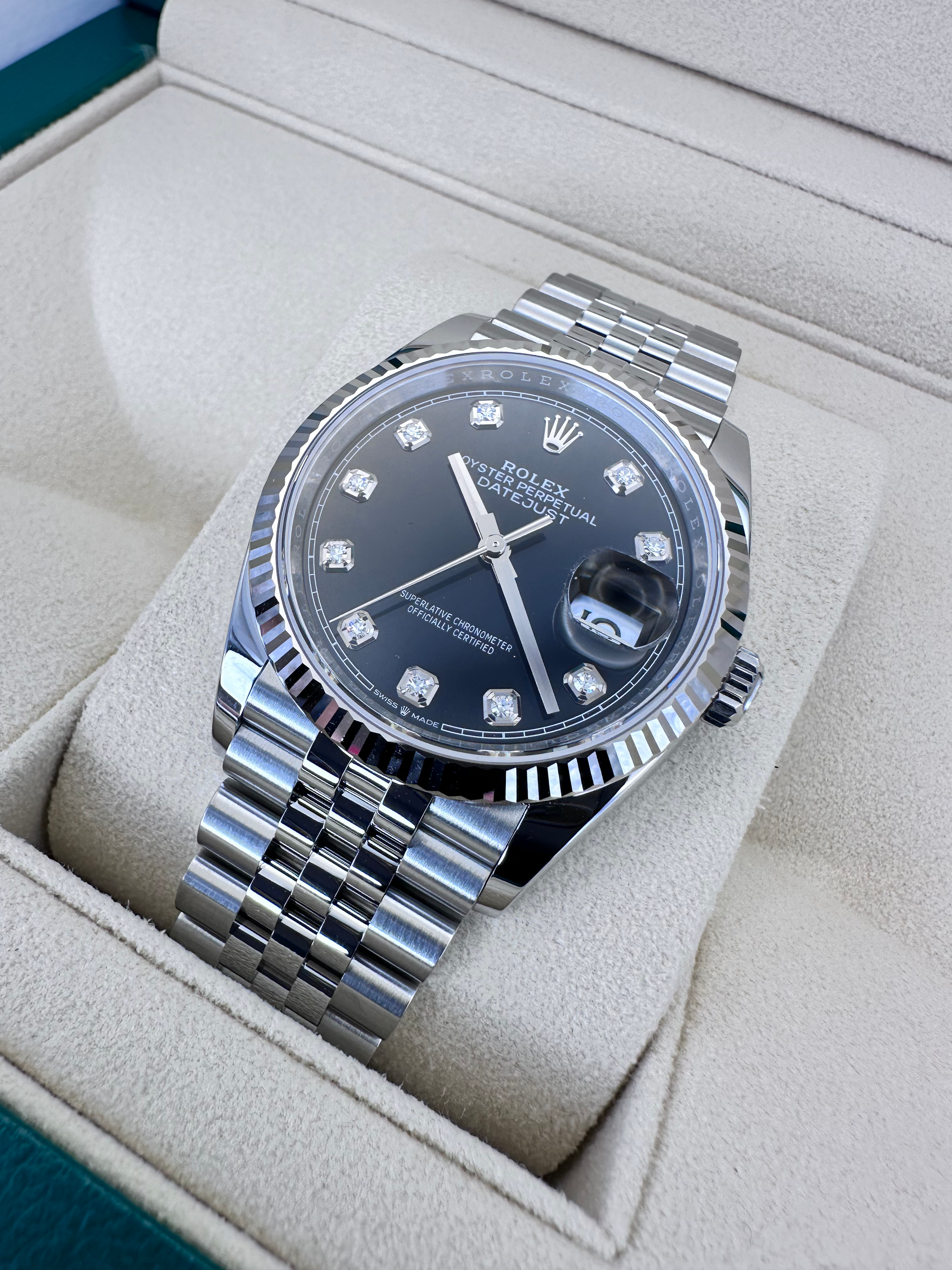 Rolex Datejust 36 Ref. 126234 - Bright Black Diamond Dial with Jubilee Bracel image 2