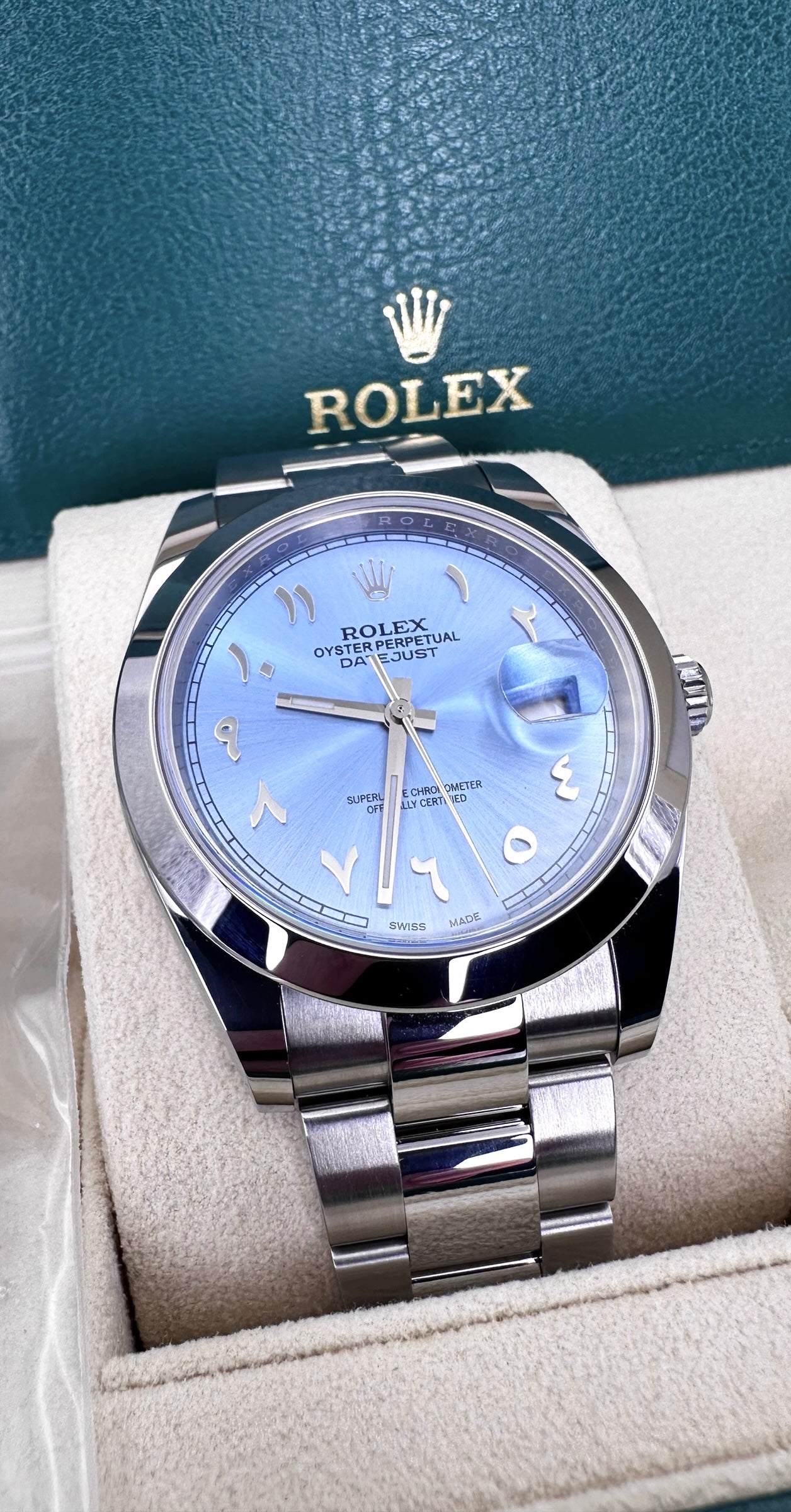 2022 Rolex Datejust 41 #126300 - Ice Blue Arabic Aftermarket Dial, Like New Mint image 2