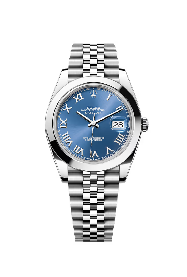 2025 Rolex Datejust 41 Ref. 126300-0018 - Blue Roman Dial, Smooth Bezel