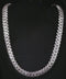 10K White Gold Diamond Curved Monaco Cuban Chain