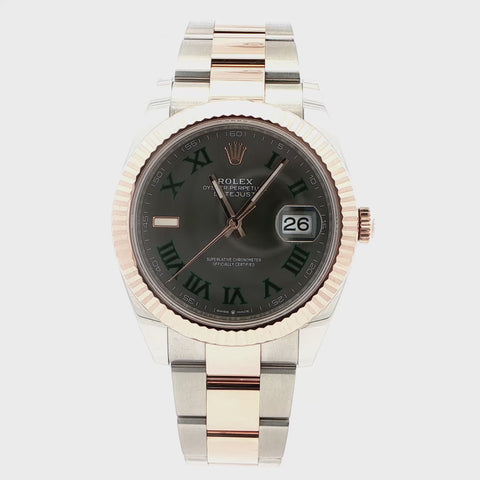 2022 Rolex Datejust 41 – Wimbledon Dial – Two-Tone Everose Gold – Oyster Bracelet – Like New Complete Set