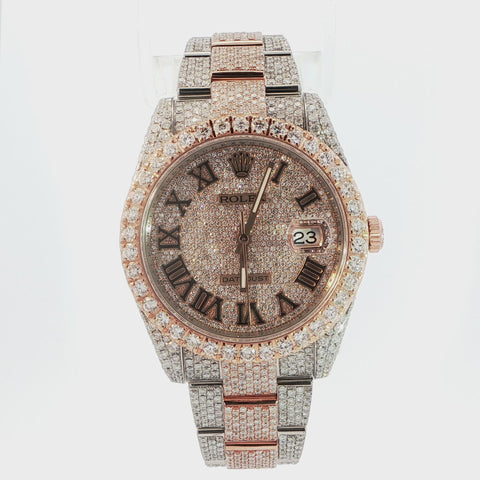 Rolex Datejust 41 – Two-Tone Rose Gold – Fully Iced Out with Natural Diamonds