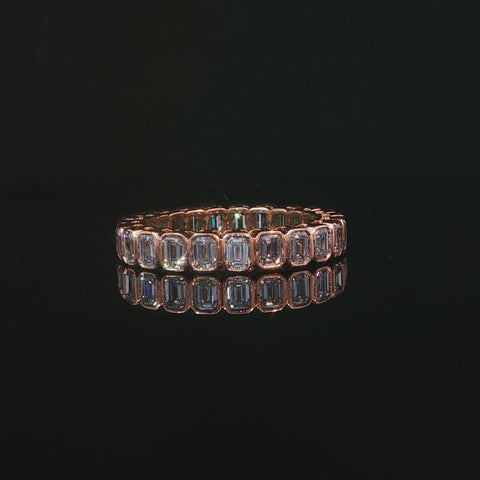 10K Rose Gold Emerald Cut Diamond Eternity Band