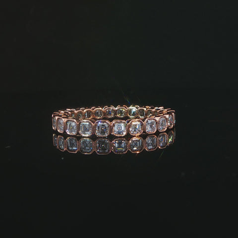 10K Rose Gold Asscher Cut Diamond Eternity Band
