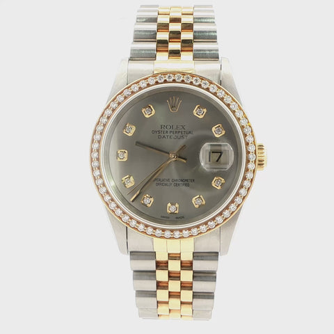 Rolex Datejust Two-Tone Jubilee Custom Diamond Dial & Bezel Ref. 69174